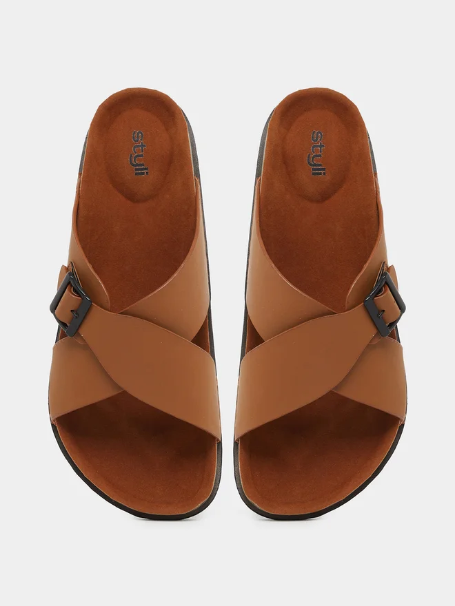 Styli Styli Cross Band Platform Sole Sandals