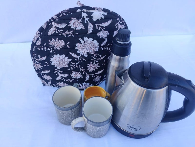 Malan Bai Mandala Tea Cozy Cover White Hand Block Winter Tea Cozy Cotton Tea Kettle Warmer Pot Cover Hot Coffee Cover Handamde Kitchen Décor Brand: Malan Bai (Pattern 4) - Image 2