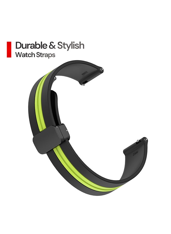 O Ozone Bands For Samsung Galaxy Watch 7 6 5 4 FE 40mm 44mm 45mm/Galaxy Watch 6 4 Classic 43mm 47mm 42mm 46mm Two-tone band with Magnetic Buckle- Black Green  - Image 3
