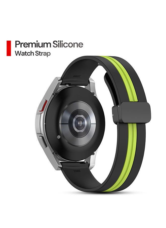 O Ozone Bands For Samsung Galaxy Watch 7 6 5 4 FE 40mm 44mm 45mm/Galaxy Watch 6 4 Classic 43mm 47mm 42mm 46mm Two-tone band with Magnetic Buckle- Black Green  - Image 2