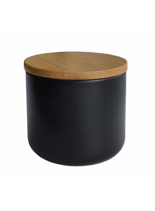 Mozacona Ceramic Pure Color Sugar Bowl Spice Jar Storage Pot with Wooden Lid - Image 1