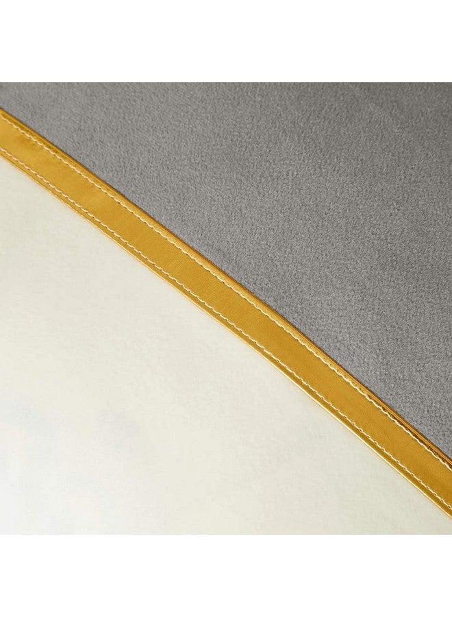 AEROHAVEN™ Set of 2 Premium Velvet with Gold Stripe Decorative Throw Pillow/Cushion Covers with Invisible Zipper - (16 x 16 Inch, Grey) - Image 5