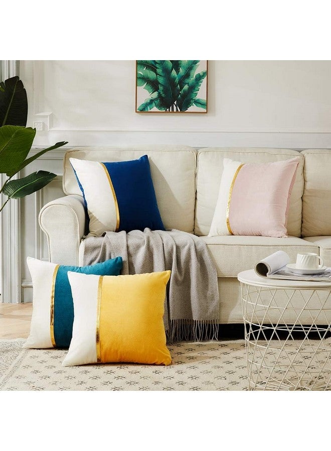 AEROHAVEN™ Set of 2 Premium Velvet with Gold Stripe Decorative Throw Pillow/Cushion Covers with Invisible Zipper - (16 x 16 Inch, Grey) - Image 3