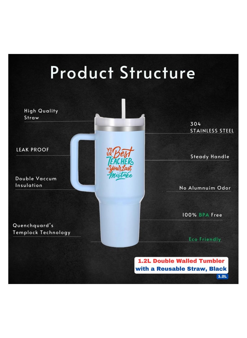 PRINTSHOP4ME - Teachers Day Tumbler Mug 1.2L With Lid&Straw|Double Walled Printed Tumbler Mug|Insulated Reusable Stainless Steel Tumbler Mug|Gift For Teachers - Image 1