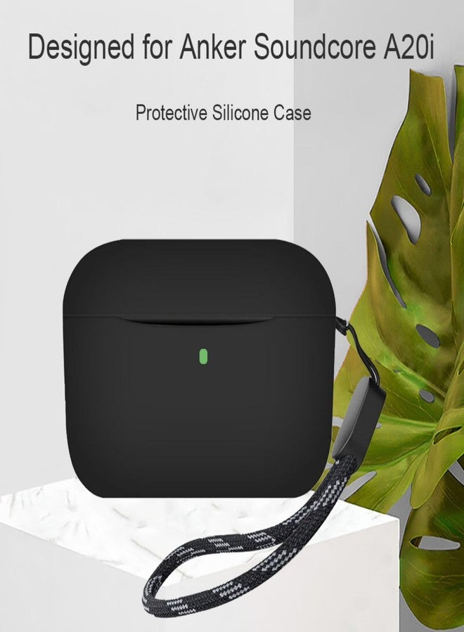 USTIYA حافظة USTIYA لسماعات Anker Soundcore A20i غطاء حماية كامل الجسم من السيليكون الناعم مع حبل ملحقات سماعات الرأس فندا كارساسا (أسود) - Image 2