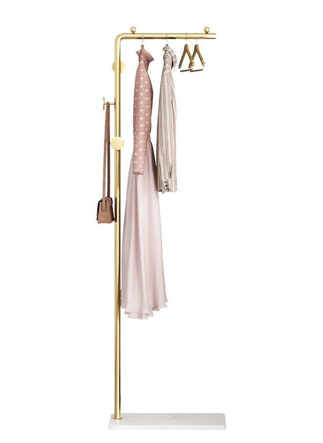 Y&D Space-Saving Metal Coat Rack Freestanding, Coat Hanger Stand With 3 Hooks,Clothing Rack with Natural Marble Base, Modern Coat Stand for Entryway, Living Room,Bedroom, Office (Gold)  - Image 1