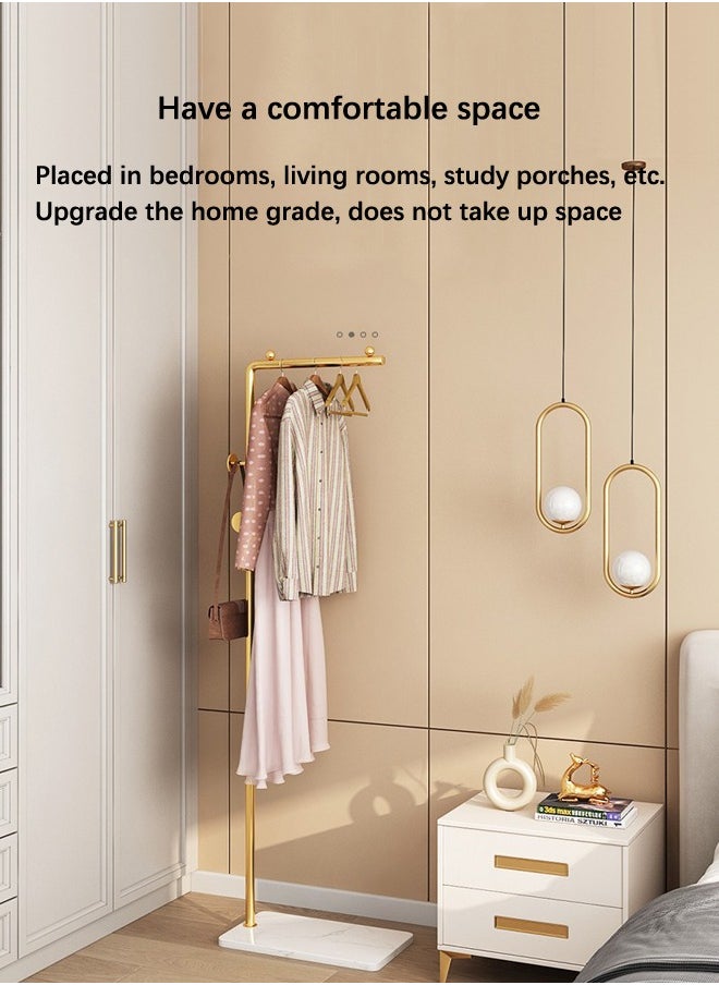 Y&D Space-Saving Metal Coat Rack Freestanding, Coat Hanger Stand With 3 Hooks,Clothing Rack with Natural Marble Base, Modern Coat Stand for Entryway, Living Room,Bedroom, Office (Gold)  - Image 3