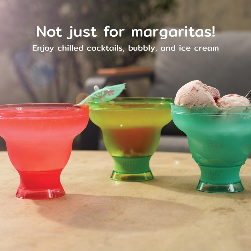 Host Freeze Margarita Cocktail Glasses  Frozen Cup Double Wall Plastic Margarita Glasses Drinking Set Modern Drinking Glasses 12Oz Punch Pink Set Of 2 - Image 5