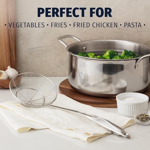 Zulay Kitchen Premium Stainless Steel Skimmer Strainer Ladle 15 Large Straining Spoon for Frying Boiling Blanching Durable RustResistant HeatProof Kitchen Tool for Everyday Use - Image 3