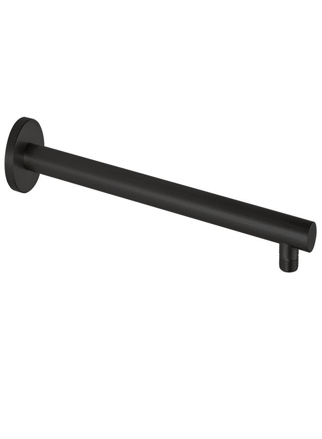 Voolan 15“ Round Shower Arm with Flange and Teflon Tape, Extension Shower Head Arm for Bathroom Fixed Shower Head, Solid Stainless Steel, Wall Mounted (Matte Black) - Image 1