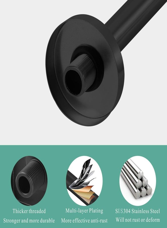 Voolan 15“ Round Shower Arm with Flange and Teflon Tape, Extension Shower Head Arm for Bathroom Fixed Shower Head, Solid Stainless Steel, Wall Mounted (Matte Black) - Image 4