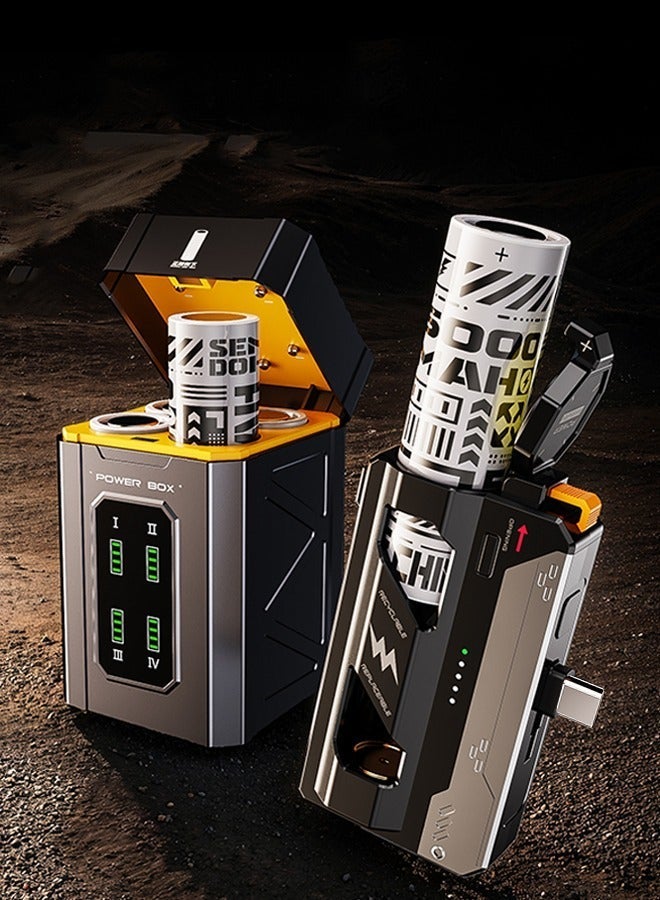 Kelesa Power Bank 25000mAh (total capacity) , charging case with 4 replaceable batteries, power bank with 1 removable battery, 5 batteries in total, Type-C interface, PD22.5W fast charging, compatible with Huawei, Samsung, Xiaomi and iPhone 17, 16 and 15. - Image 2