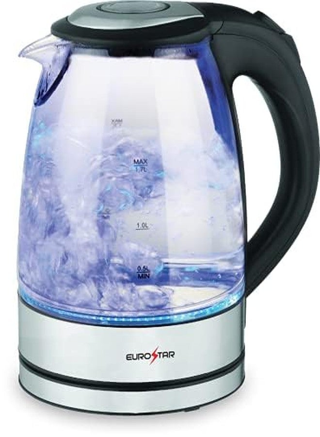 EUROSTAR EKG17BK 1.7L Glass Kettle, Black - Image 1