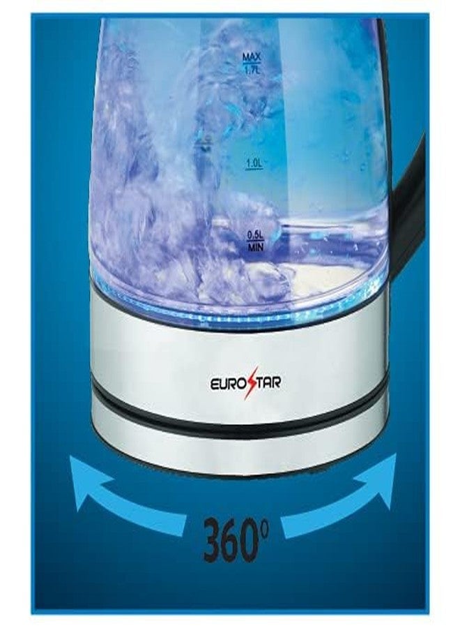 EUROSTAR EKG17BK 1.7L Glass Kettle, Black - Image 4