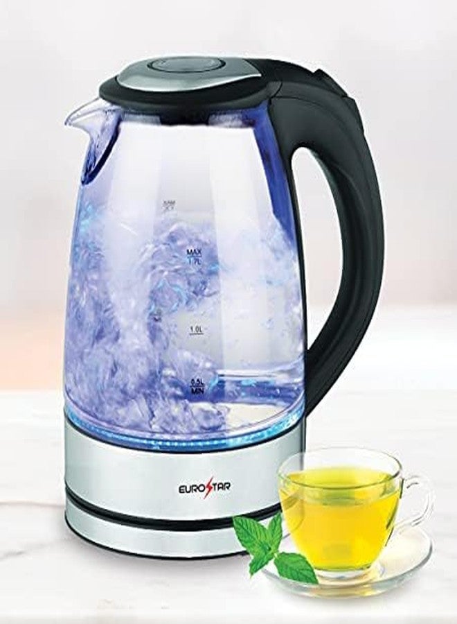 EUROSTAR EKG17BK 1.7L Glass Kettle, Black - Image 3