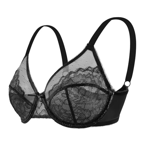 HSIA Minimizer Bras for Women Enchante Full Coverage Underwire Bras Plus Size Lifting Floral Lace Bra for Heavy Breast Black - Image 4