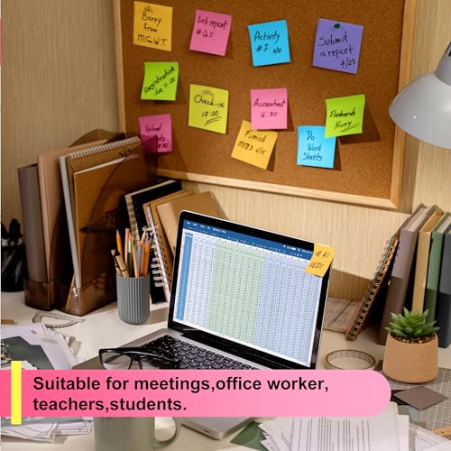 OHOME Sticky Notes - 12 Pads, 3”x3” - Colorful Self-Stick Post Notes Bulk - Office Desk Accessories | Teacher Classroom Must Haves,Aesthetic School Supplies for Home,Stocking Stuffers for Women - Image 5