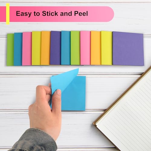 OHOME Sticky Notes - 12 Pads, 3”x3” - Colorful Self-Stick Post Notes Bulk - Office Desk Accessories | Teacher Classroom Must Haves,Aesthetic School Supplies for Home,Stocking Stuffers for Women - Image 4