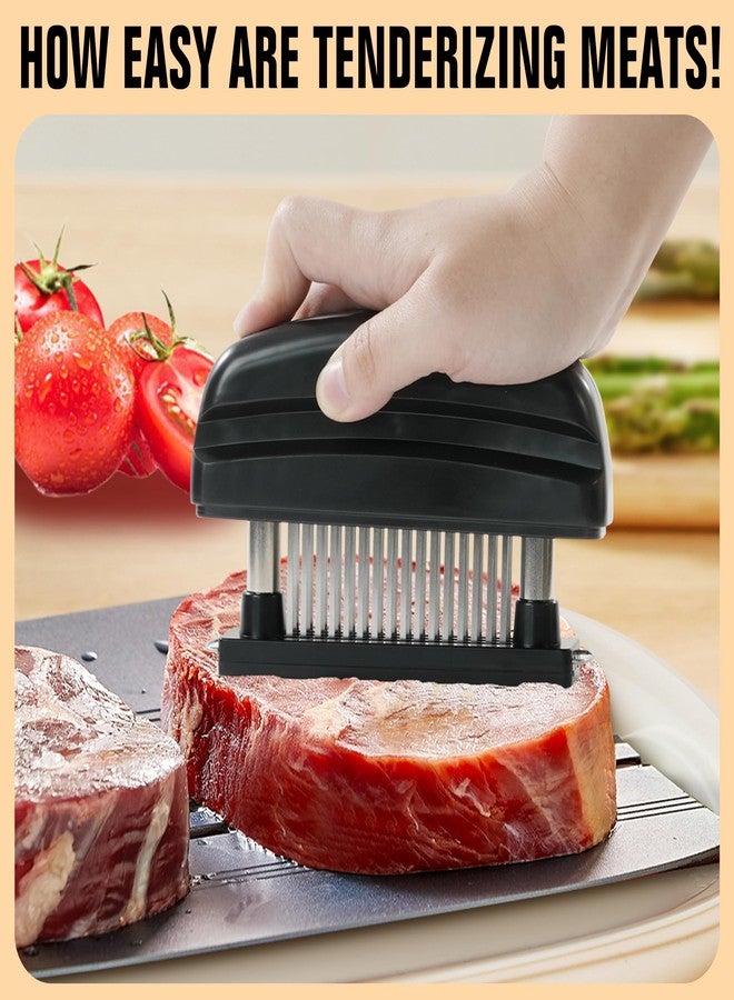 Auplex Meat Tenderizer with 48 Stainless Steel Blades - Heavy Duty Kitchen Tool for Tenderizing Beef, Chicken, Pork, Steak & More (Black) - Image 2