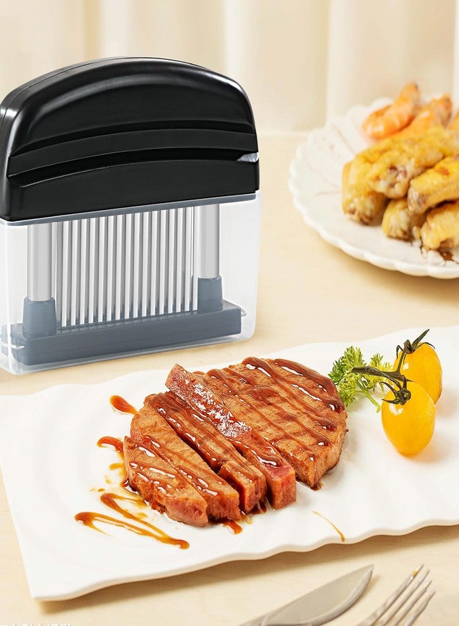 Auplex Meat Tenderizer with 48 Stainless Steel Blades - Heavy Duty Kitchen Tool for Tenderizing Beef, Chicken, Pork, Steak & More (Black) - Image 3