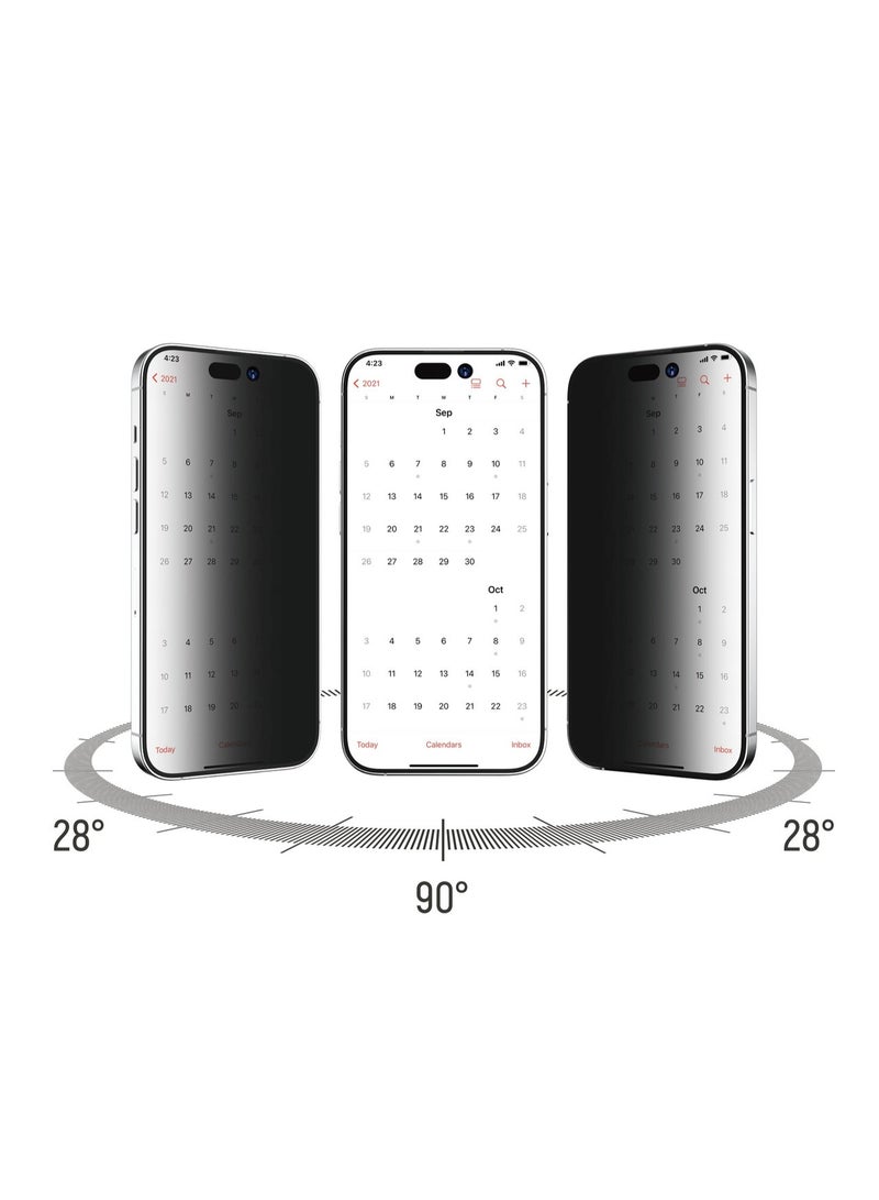 ديفيا حماية  شاشة  ايفون 14 بروماكس – الخصوصية زجاج مقوى CSG عالي الألومنيوم 9H بتركيب تلقائي, استيكر حماية لقافه بمعيار عسكرية ضد الخدوش والكسر, وضوح عالي, طبقة طاردة للماء والزيت - Image 4