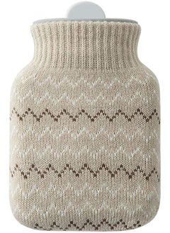 Arabest Hot Water Pouch with Knit Cover, Heating Bottle Hot Water Bag Water Filled Warm Water Bag Light Gray 10.3x16 CM  - Image 1