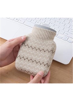 Arabest Hot Water Pouch with Knit Cover, Heating Bottle Hot Water Bag Water Filled Warm Water Bag Light Gray 10.3x16 CM  - Image 4