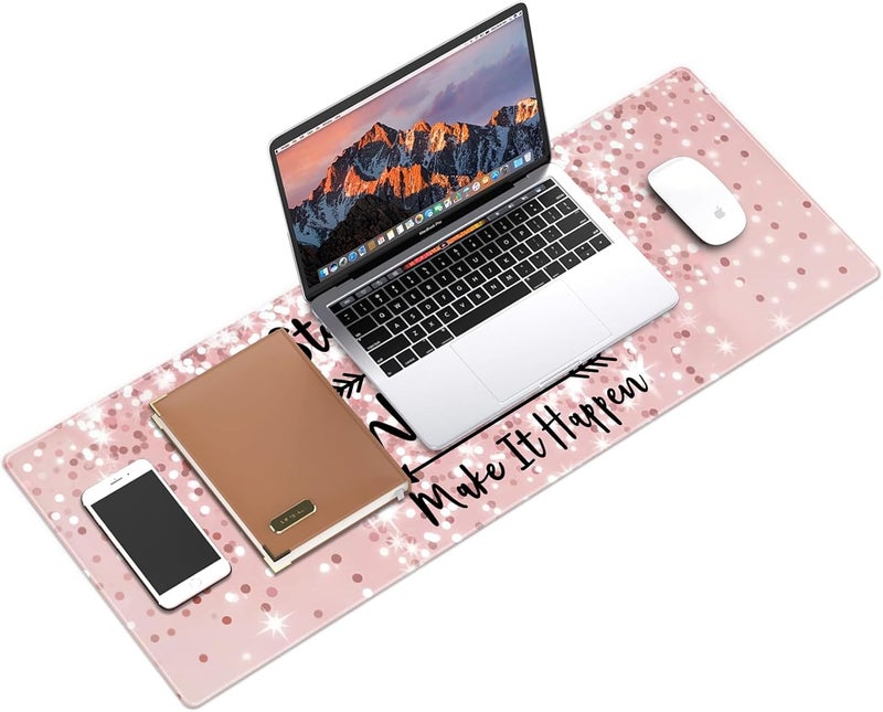 Galdas Gaming Mouse Pad XXL XL Large Long Extended Big Mousepad Non-Slip Rubber Keyboard Mouse Pad with Stitched Edges for Laptop Home Office (31.5x11.8x0.08 Inch) … (Bling Words) - Image 3