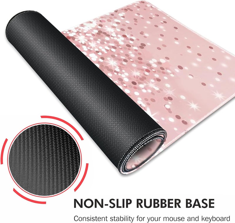 Galdas Gaming Mouse Pad XXL XL Large Long Extended Big Mousepad Non-Slip Rubber Keyboard Mouse Pad with Stitched Edges for Laptop Home Office (31.5x11.8x0.08 Inch) … (Bling Words) - Image 5