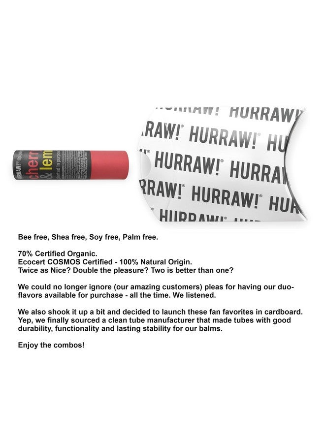 Hurraw! Cherry u0026 Lemon Lip Balm: Plastic-Free with new cardboard push-up tube. Certified Organic, 100% Natural Origin, Vegan, and Cruelty Free. Gluten Free. Bee, Shea, Soy and Palm Free. Made in USA - Image 2