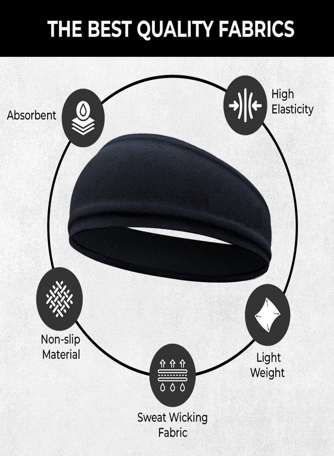 PAROPKAR 3-Pack Head Band for Men, Sport Sweatbands for Running Fitness Yoga Cycling, Sweat Wicking Non Slip for Unisex (Black Olive White) - Image 3
