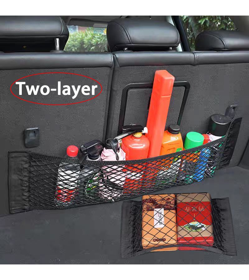Universal Vehicle Trunk Organizer 25 30 Two Surfaces Stretchy Mesh Storage Car Seat Back Bag - Image 5