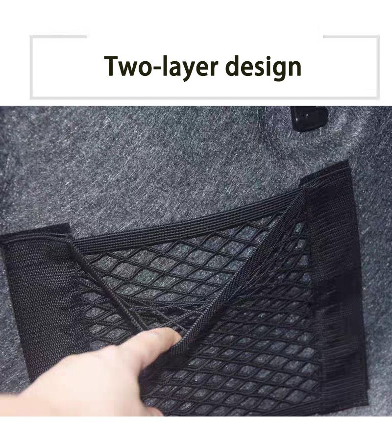 Universal Vehicle Trunk Organizer 25 30 Two Surfaces Stretchy Mesh Storage Car Seat Back Bag - Image 1