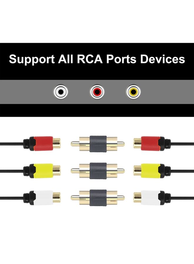 BURAQ 10pcs Gold-plated RCA Lotus Male to-Male  AV Audio Adapter(Black)  - Image 3
