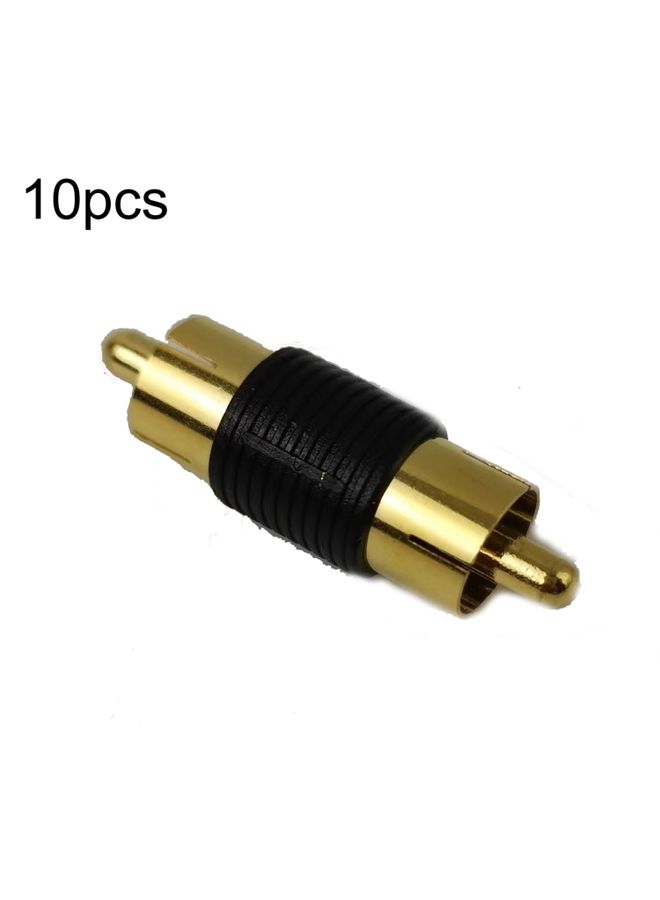 BURAQ 10pcs Gold-plated RCA Lotus Male to-Male  AV Audio Adapter(Black)  - Image 1