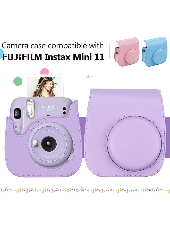 Portable Instant Camera Case Bag Holder PU Leather with Shoulder Strap Compatible with Fujifilm Fuji Instax Mini 11  - Image 4
