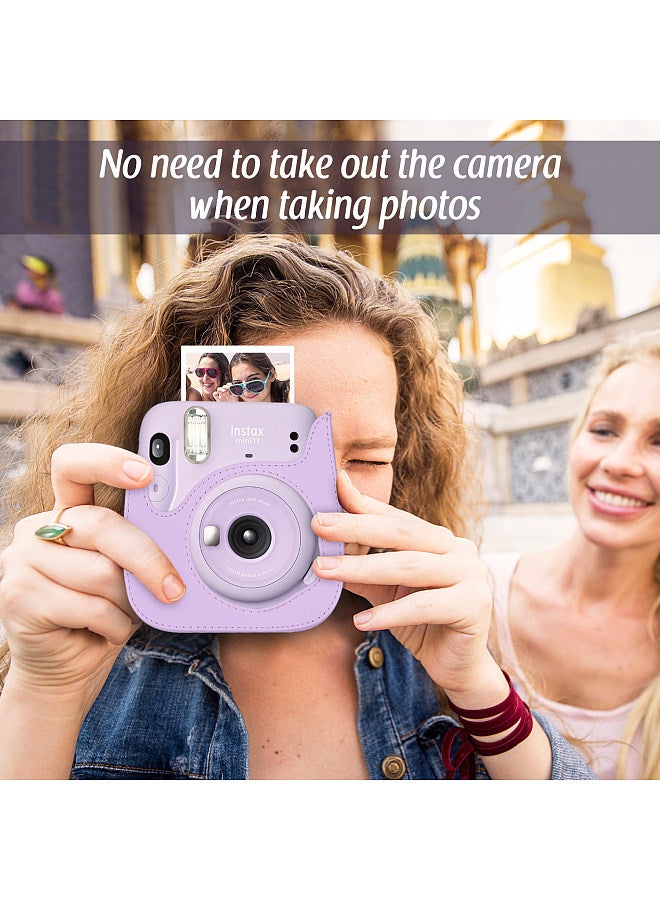 Portable Instant Camera Case Bag Holder PU Leather with Shoulder Strap Compatible with Fujifilm Fuji Instax Mini 11  - Image 5