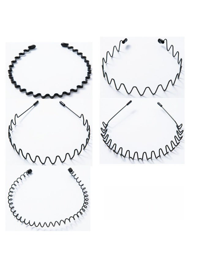 5-piece headband set, including wavy headbands, spring head ties, sporty and stylish headbands, unisex.