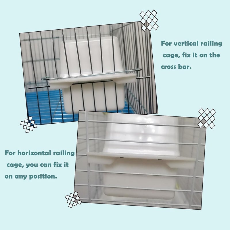 IBWell 2 Pack Bird Water Bowl Clear Bird Food Container Bird Cage Feeder No Mess Bird Feeder for Cage Parakeet Feeder with Perch - Image 4