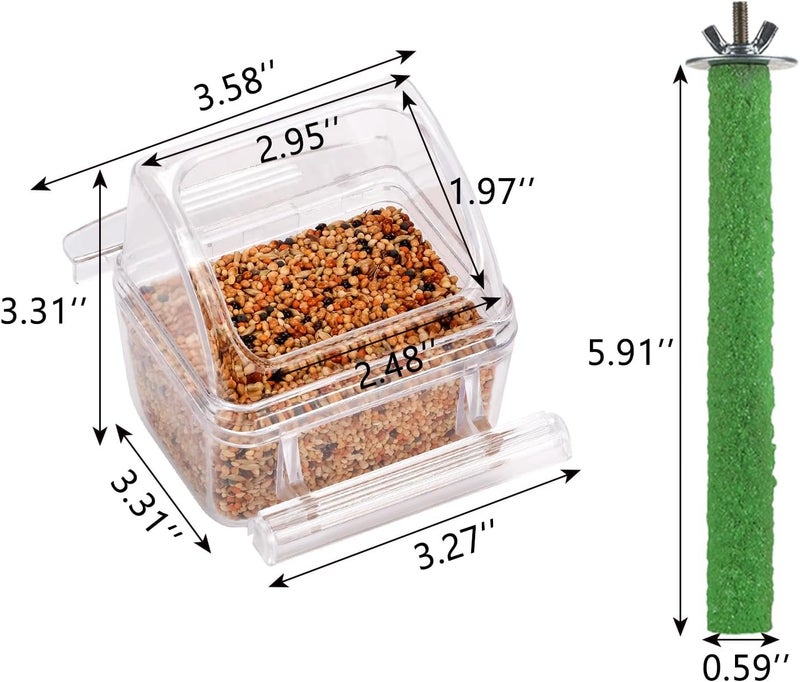 IBWell 2 Pack Bird Water Bowl Clear Bird Food Container Bird Cage Feeder No Mess Bird Feeder for Cage Parakeet Feeder with Perch - Image 2