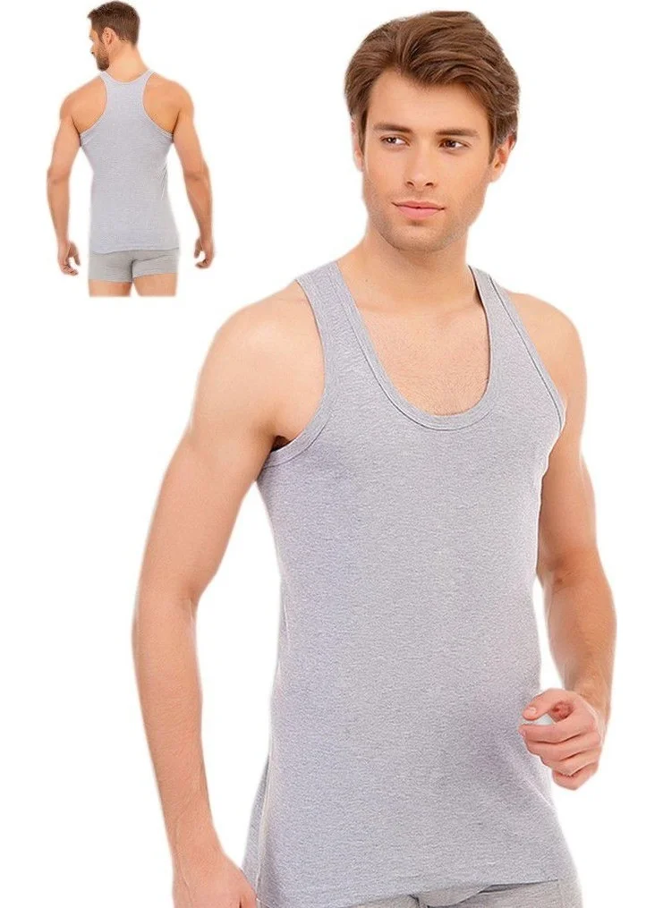 Tutku Passion Men's Gray 6 Pack Cotton Rib Sports Undershirt