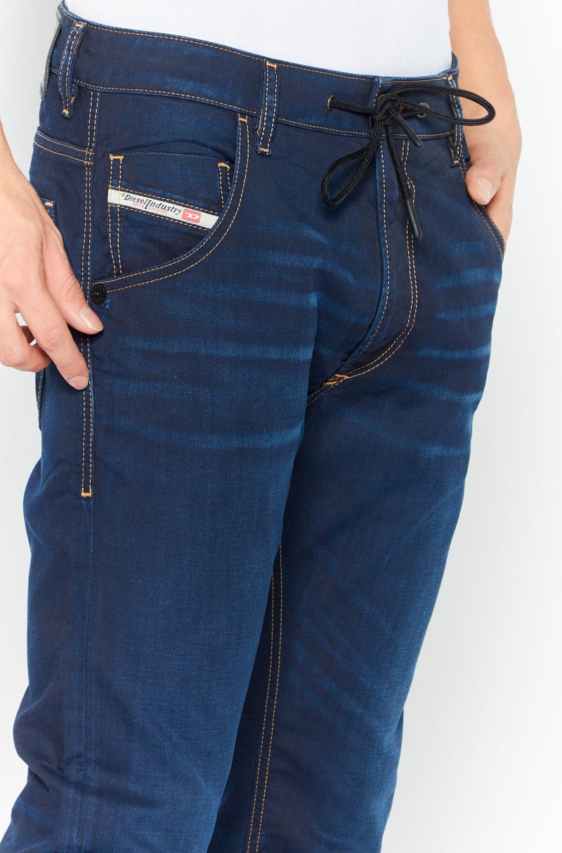 DIESEL Men Krooley Jogg Tapered Fit Plain Stretchable Jeans, Blue  - Image 3