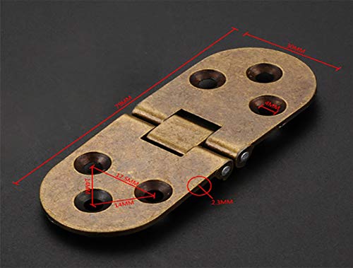 Tiberham Folding Flip Top Hinge, Tiberham 180 Degree Round Edge Sewing Machine Table Hinge, Heavy Duty Retro Style Butler Tray Backflap Hinges for Folding Table Cabinet Closet Door Furniture (Pack of 2) - Image 5