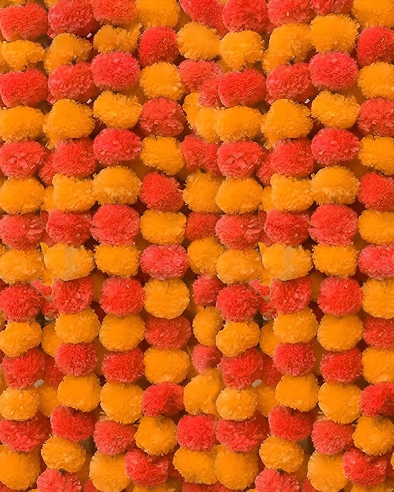 ABHAAS 10 Pcs Artificial Marigold Garlands Flower for Decoration Long Pooja Room Toran Indian genda phool for Wedding Festivals Diwali pongal (4.7 Ft/Set of 10 Mala,Orange+Light Orange) - Image 3