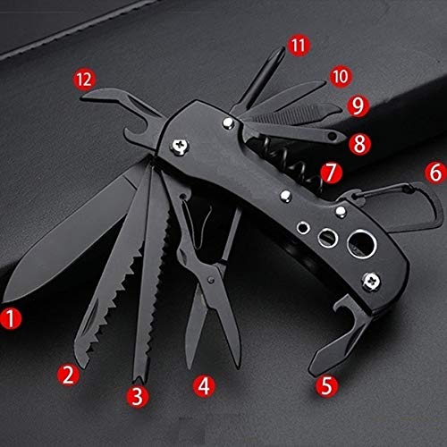 DIHAWK Multi Functional Portable Pocket Utility 15 in 1 All in One Tools Wire Cutter Pliers Bottle Opener Screwdriver Set for Indoor Outdoor and Camping Jet Black Stainless SteelLeatherAluminium - Image 2