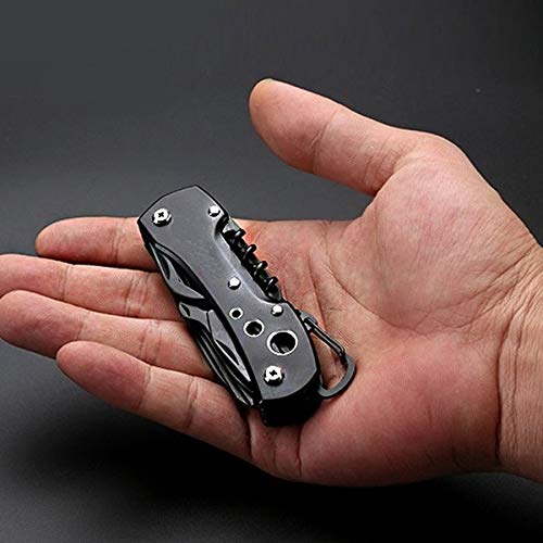 DIHAWK Multi Functional Portable Pocket Utility 15 in 1 All in One Tools Wire Cutter Pliers Bottle Opener Screwdriver Set for Indoor Outdoor and Camping Jet Black Stainless SteelLeatherAluminium - Image 4