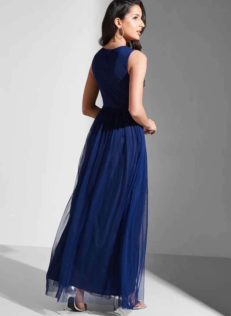 Namshi x Julia Sleeveless Embellished Bodice Dress