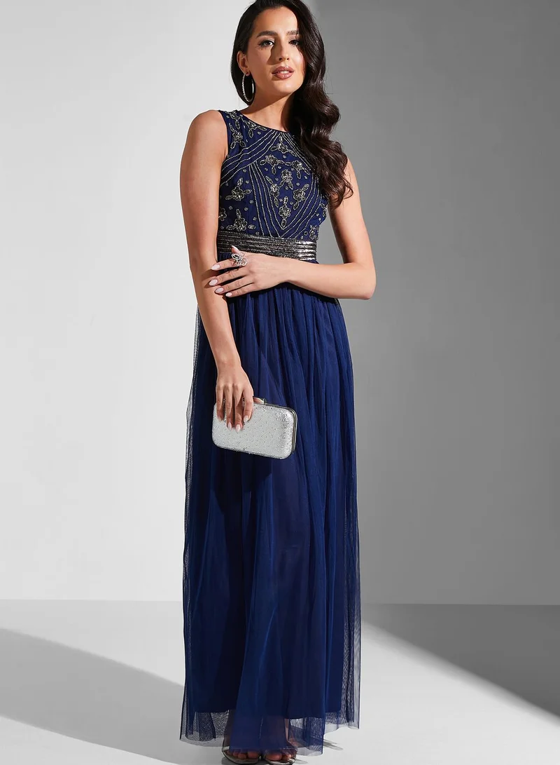 Namshi x Julia Sleeveless Embellished Bodice Dress