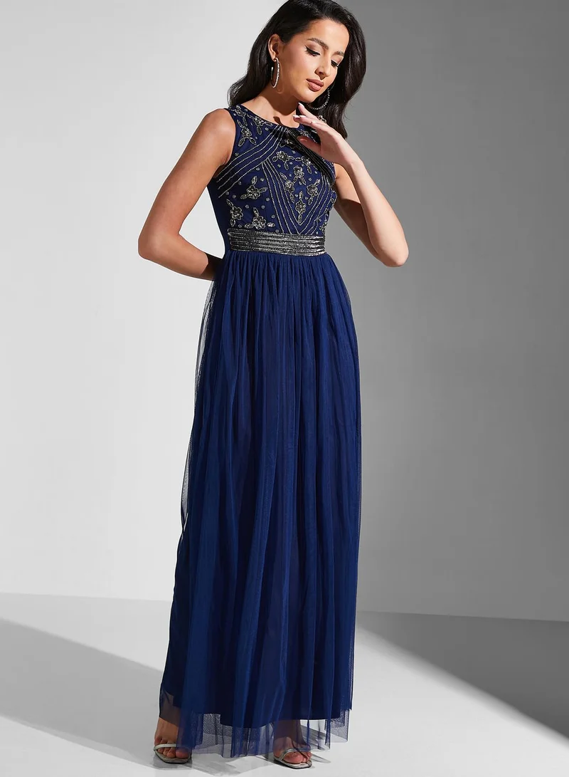 Namshi x Julia Sleeveless Embellished Bodice Dress