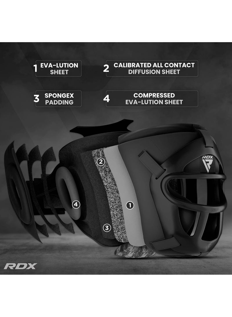 RDX Head Guard Boxing MMA Muay Thai, Removable Face Grill, Headgear Sparring Grappling Martial Arts, Full Face Protection, Kickboxing Taekwondo Karate BJJ Training Helmet -M |Black/Black (HGR-T1FB-M) - Image 2